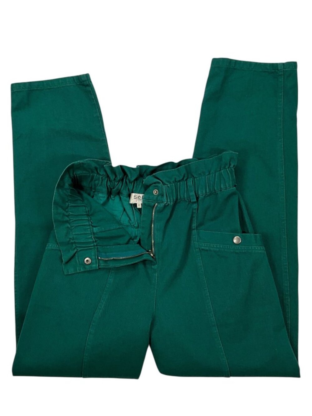Sea New York Denim Metta Pant 6 Green Paperbag Waist Tapered High Rise Fall - Picture 3 of 13